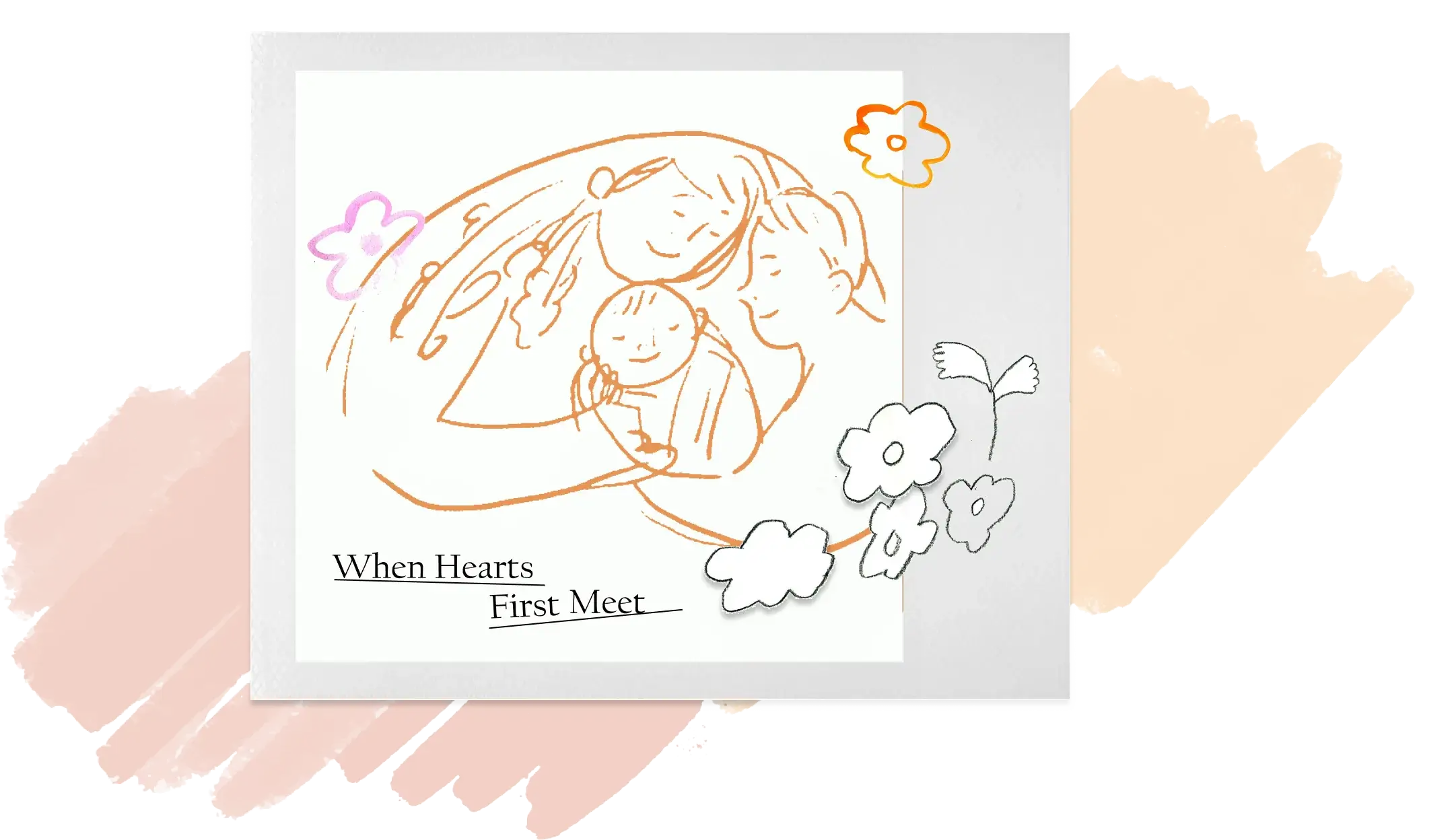 When Hearts First Meet 親子插畫框